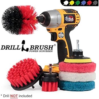 Drillbrush Scrub Brush - Drill Scrub Brush Attachment - Stone Cleaning - Deep Cleaning Brush - Ceramic Tile Cleaner Brush - Deck Scrub Brush - Drill Brush Pads - Rotary Drill Brush Cordless Scrubber