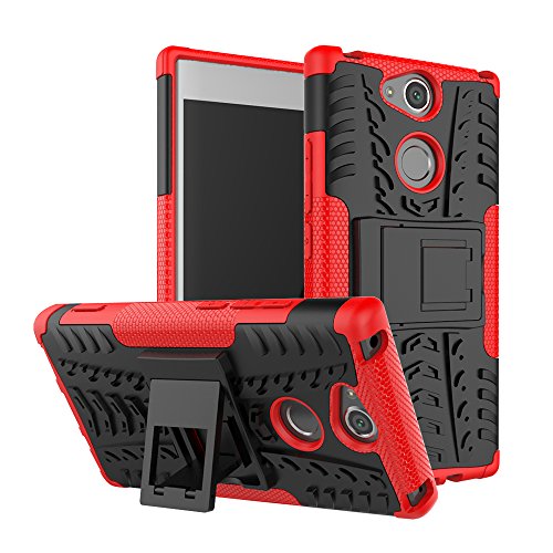 Sony Xperia XA2 Case, Linkertech [Shockproof] Tough Rugged Dual Layer Protector Hybrid Case Cover with Kickstand for Sony Xperia XA2 (2018) 5.2" (Red)