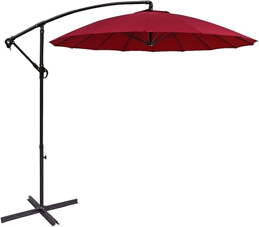 Amazon Com Le Papillon 10 Ft Offset Hanging Patio Umbrella Outdoor Cantilever Umbrella Fiberglass Ribs Burgundy Garden Outdoor
