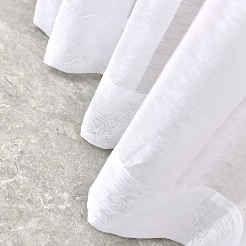 Warm Home Designs Pair of 2 Short Size 54" (Width) x 63" (Length) Bright White Sheer Window Curtains. 2 Elegant Voile Panel Drapes are 108 Inch Wide Total - K White 63" - Thumbnail 3