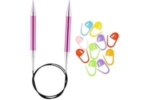 Knitter's Pride Zing Knitting Needles Circular 40 inch Size US 15 (10mm) Bundle with 10 Artsiga Crafts Stitch Markers 140168