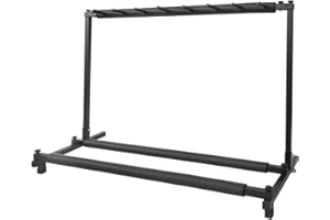 MUDUO 9 Holder Folding Guitar Stand Multiple Instrument Stage Studio Display Rack Movable (9 Holder)