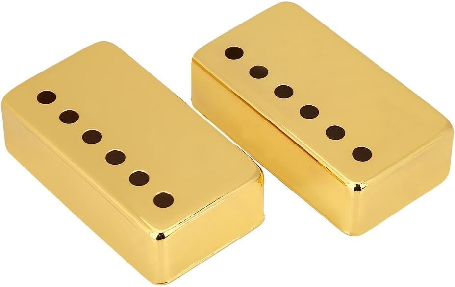 2 Pack Metal Guitar Pickup Cover, Guitar Pickup Frame Mounting Ring for Neck & Bridge of Electric Guitars(Gold)