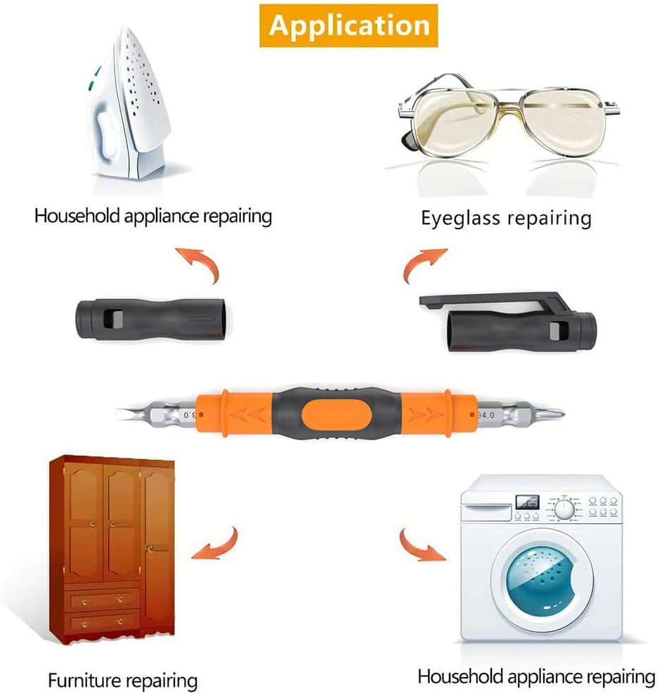 Portable Pocket Pen Screwdriver Set - Precision Screw Driver Multi-Tool Set with Philips and Flat Head Double Ended Magnetic Bits: Home Improvement