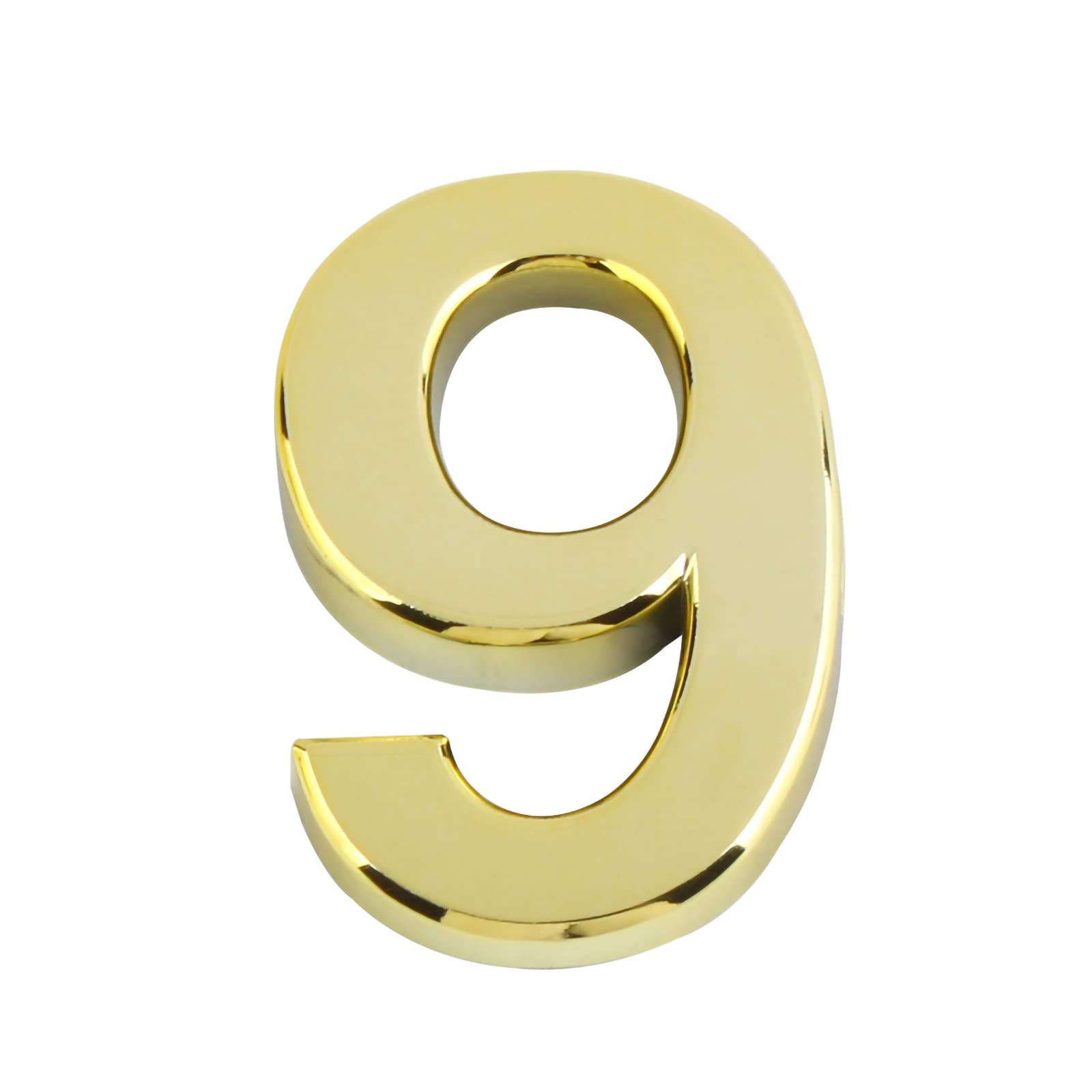 Larcele 2.75inch/70mm Self-stick Modern House Number ABS Address Numbers Gold Mailbox Number 3 Pieces MPH-02(No.9)