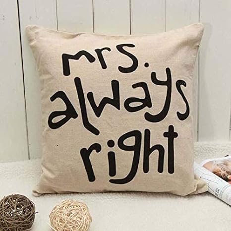Kky Mr Right Mrs Always Right Creative Signature Cotton Linen