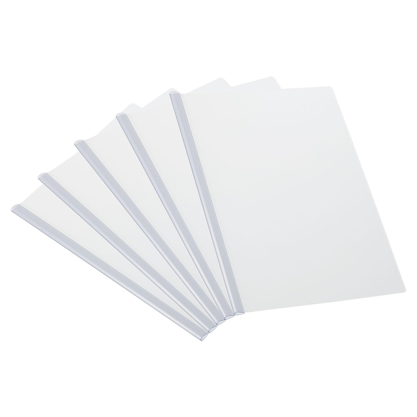 PATIKIL Clear Report Covers with Sliding Bars, 5 Pcs 8 mm Slide-Grip Resume Cover 50 Sheets Capacity, A4 Presentation Folders for File, White