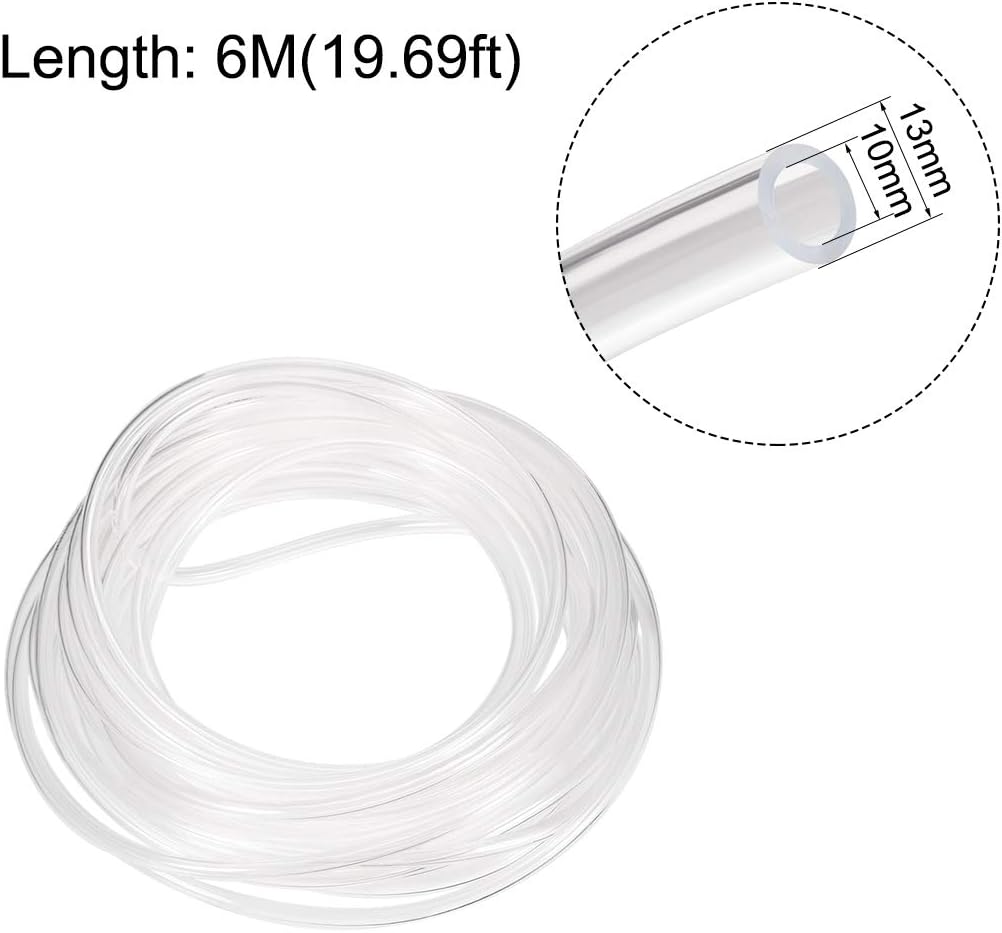 sourcing map PVC Clear Vinyl Tubing, Plastic Flexible Water Pipe 10mm ID x 13mm OD 20ft, 10mm x 13mm,6M - Image 4