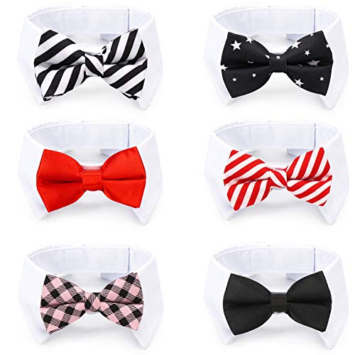 Segarty Large Dog Bow Tie, 6 PCS Formal Black & Red Tuxedo Bowtie Set Pet Accessories, Birthday Gift