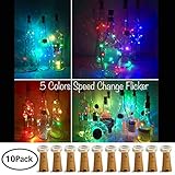 Wine Bottle Lights with Cork,LoveNite 10 Pack Battery Operated 8 LED Cork Shape Copper Wire Colorful Fairy Mini String Lights for DIY,Party,Decor,Christmas,Halloween,Wedding (5 Colors Flicker)