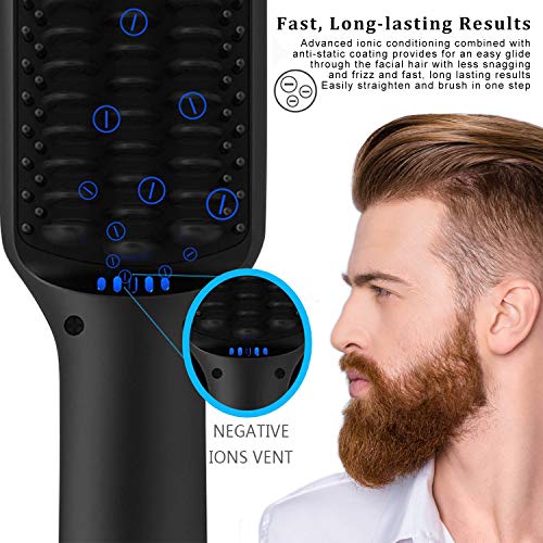 Beard Straightener for Men, MASWATER- Beard Straightening Brush Comb Ionic with PTC Ceramic Technology, Auto Temperature Lock, LED Display Monitor, Faster Heat - Thumbnail 7