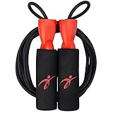 Adjustable Jump Rope with Carrying Pouch for Men and Women - Tangle-Free Skipping Rope for Gym Workout, Crossfit, Fitness Exercise, WOD, Boxing, MMA and Endurance Training