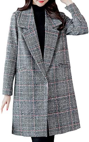 abcnature Women's Winter Lapel Wool Coat Trench Jacket Long Sleeve Overcoat Outwear