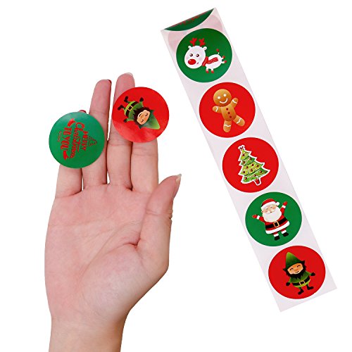 Moon Boat 600PCS Christmas Holiday Stickers Roll - Card Envelopes Stocking Xmas Party Favors Supplies