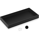 Biubumtu Bathroom Vanity Tray, 7.9'' Silicone Kitchen Sink Soap Tray, Toilet Tank Desk Organizer, Coffee Table Tray, Suit for Candle Holder, Vanity Decor (Black)