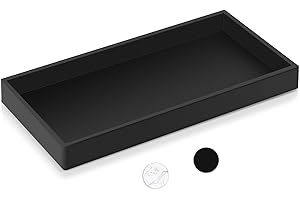 Biubumtu Bathroom Vanity Tray, 7.9'' Silicone Kitchen Sink Soap Tray, Toilet Tank Desk Organizer, Coffee Table Tray, Suit for Candle Holder, Vanity Decor (Black)