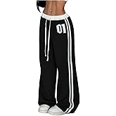 SOLY HUX Women's Baggy Sweatpants Wide Leg Ed Hardy Sweatpant Y2k Drawstring Pants Streetwear