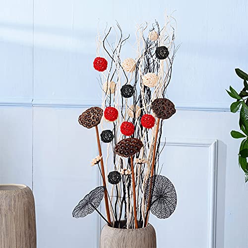 DomeStar Rattan Ball, 24PCS Orbs Vase Fillers (Red)