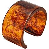 Bestleey Resin Cuff Bangle Bracelet for Women Geometric Round Bangle Acrylic Statement Bracelet Irregular Wide Bracelets Retro Statement Party Jewelry