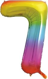 Unique 7-Shaped Rainbow Foil Balloon 86cm Party Decor view 1