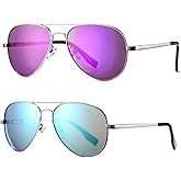 HJSTES Polarized Aviator Sunglasses for Women Men Classic Metal Shades Mirror Lens 100% UV Blocking, 58mm