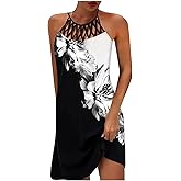 BIRW Summer Dresses for Women 2026 Casual Floral Halter Neck A-line Beach Vacation Sundresses