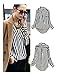 Zeagoo Women's Stripes Long Sleeve Turn-down Collar Blouse
