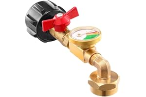 Universal Propane Tank Gauge Level Indicator with Gauge and Control Valve Propane Refill Adapter Heavy Duty Brass Fitting Saf