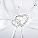 Generic White Double Heart Rhinestone Wedding Ring Pillow 6 inch x 6 inch (Style 2)