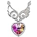 Kate Lynn Necklaces for Women Jewelry Angel Wing Heart Pendant Necklace Crystals Birthday for Mom Daughter Sister Friends 17.5