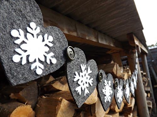Grey Heart Snowflake Garland