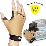 Fishing Gloves for Men & Women, Certified UPF 50+ UV Sun Protection, Half Finger Glove Kayaking, Paddling, Sailing, Driving, Rowing, Hiking, Fingerless, Free of Chemicals, Machine Washable, Sand M