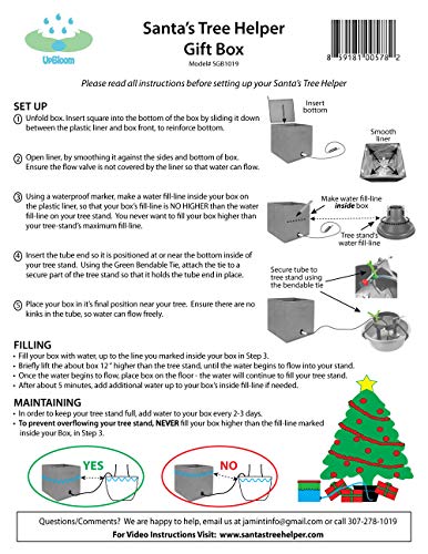 UpBloom Santa's Tree Helper Gift Box for Christmas | Automatic Watering System Looks Like a Present to Keep Your Live Tree Green Throughout The Holiday Season