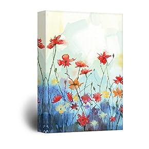 Canvas Wall Art - Watercolor Style Colorful Flowers - Giclee Print Gallery Wrap Modern Home Art Ready to Hang - 12x18 inches