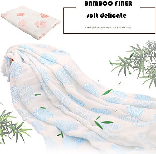 iSbaby 100% Organic Best Baby Muslin Swaddle Baby Blankets Blue and Pink 2 Layer Gauze 47"x 47" (2 Pack)