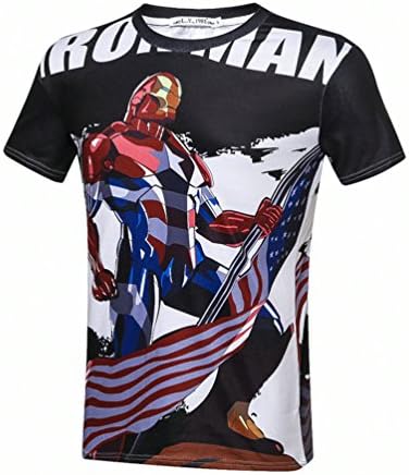EXOX Men's U.S.A Stripe And Star Flag Quick Dry Iron Man T Shirt Top