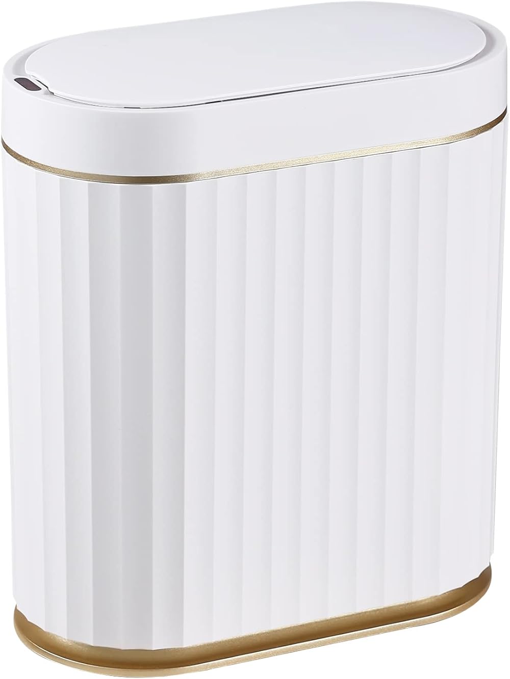 ELPHECO 9L Slim Wireless Motion Sensor Bathroom Trash Can White Gold Trim