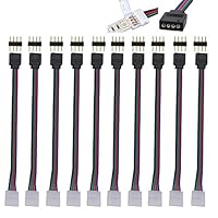 Toxz home products 4 Pin Male Female PCB Connector Cable for RGB 5050 3528 LED Strips,10 PCS 10mm,PVC Plastic,(Ship from US!)