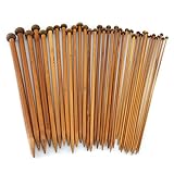 YYaaloa Pack of 18 Sizes 36 set 13.8'' (36cm) Straight Bamboo Knitting Needles Set Kit, 2.0MM-10.0MM (36cm)
