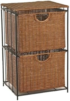 Amazon Com Two Drawer Mobile Wicker File Cabinet Home Kitchen