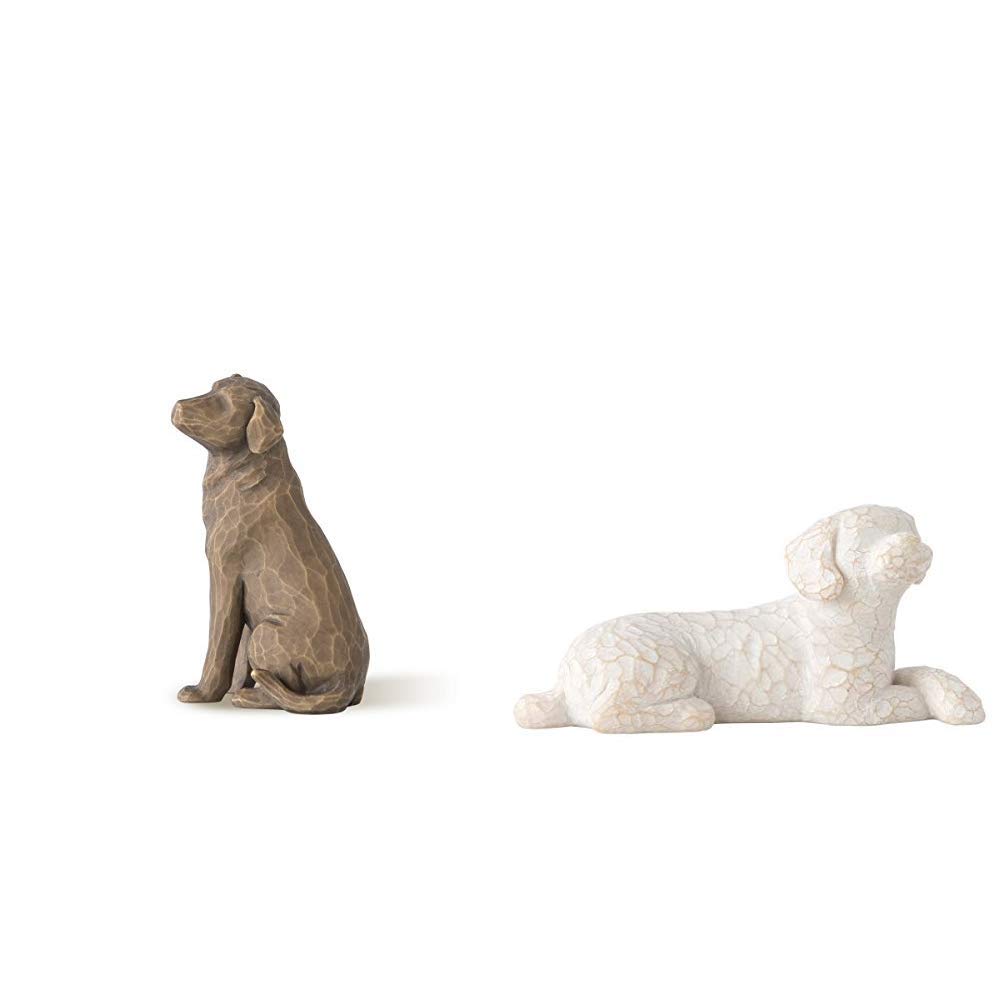 Willow Tree Love My Dog Dark Figurine & Love My Dog Small Lying Figurine