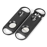 2pcs Black Stainless Steel Dual Blade V-Cut and Regular Circle Cigar Cutter