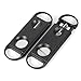 2pcs Black Stainless Steel Dual Blade V-Cut and Regular Circle Cigar Cutter
