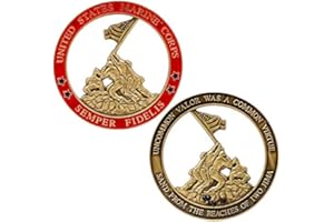 MILITARY GIFT SHOP Marine Corps Iwo Jima USMC Challenge Coin with Actual Sands of Iwo Jima - Marine Corps Gifts Disabled Vet Owned Business - Iwo Jima Coin