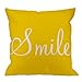 HGOD DESIGNS Smile Sunshine Pillow Case Cotton Linen Smile Sunshine Yellow Square Cushion Cover Standard Pillowcase for Men Women Home Decorative Sofa Armchair Bedroom Livingroom 18 x 18 inch