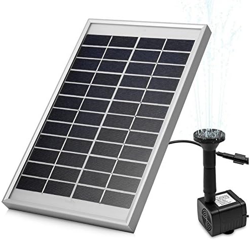 KUCAM 5W Solar Fountain Pump Garden Water Pump for Courtyard, Maximum Flow 380L/h