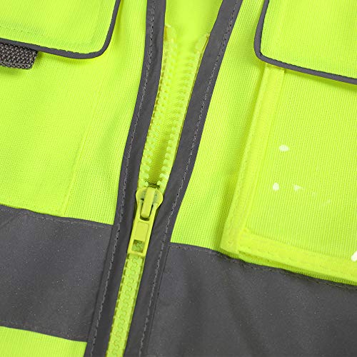 Tianwang Skynet Reflective Safety Vest, High Visibility with 8 Pockets and Front Zipper Protective Workwear, XL