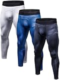 Yuerlian Men's Compression Pants Cool Dry Baselayer Tights Leggings 3 Pack