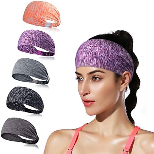 DINIGOFIN Wide Sports Headbands for Women Non Slip Workout Headband Moisture Wicking Sweatband for Yoga Running Athletic Fitness