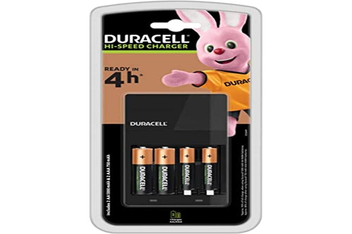 Duracell - Battery Charger with 2 AA and AAA batteries - 4 hours charge (packaging may vary)
